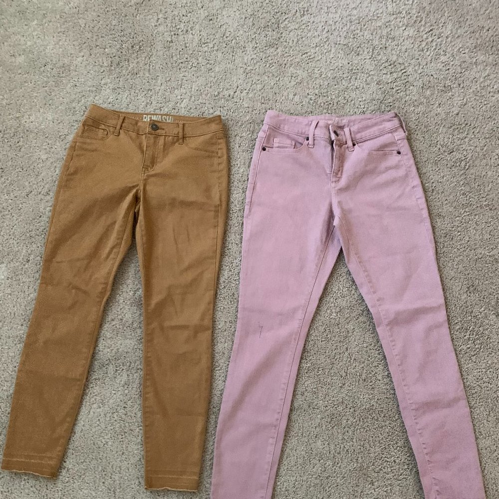 tan and pink jeans